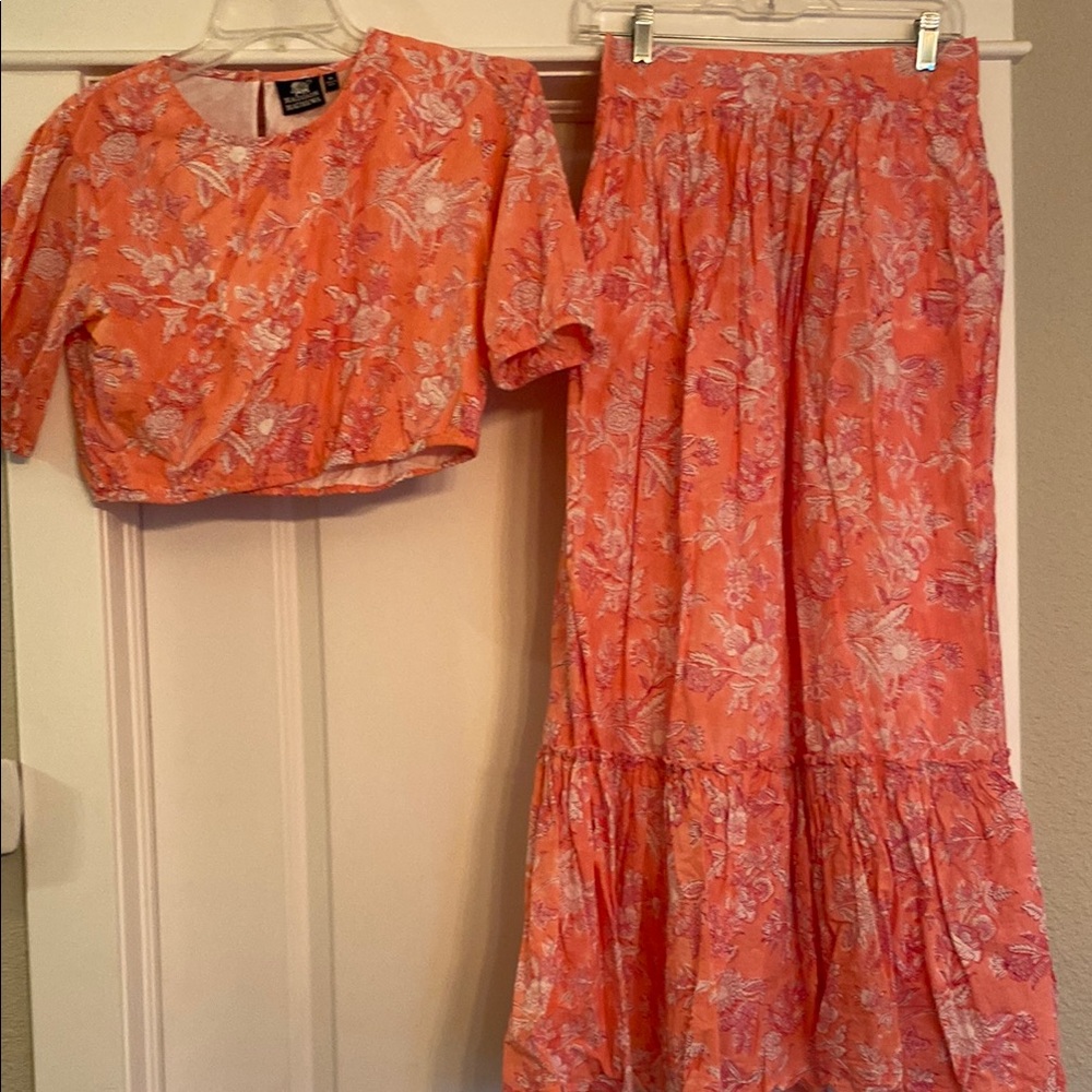 Madison Mathews Floral Pink Coral Two-Piece Set